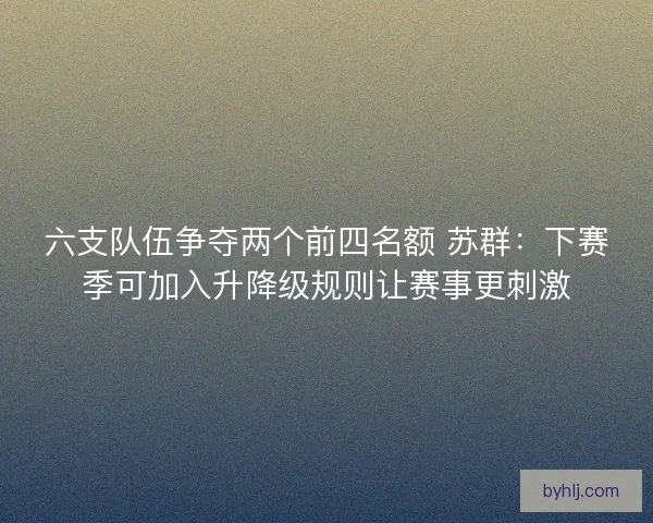六支队伍争夺两个前四名额 苏群：下赛季可加入升降级规则让赛事更刺激